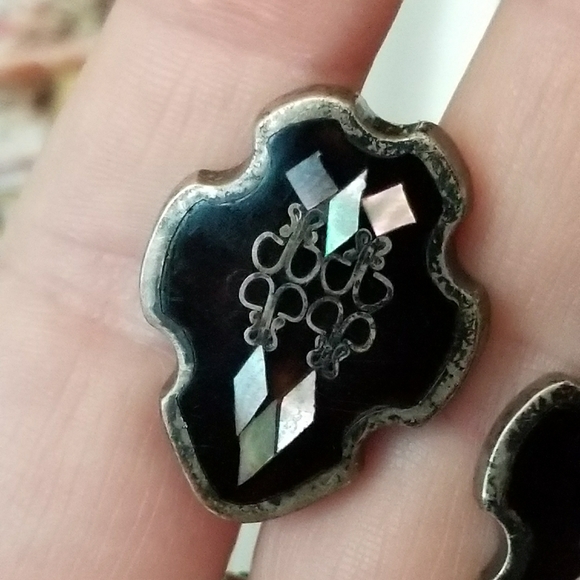 Relisted -Vintage Sterling Silver cuff links PGG black - Picture 6 of 17